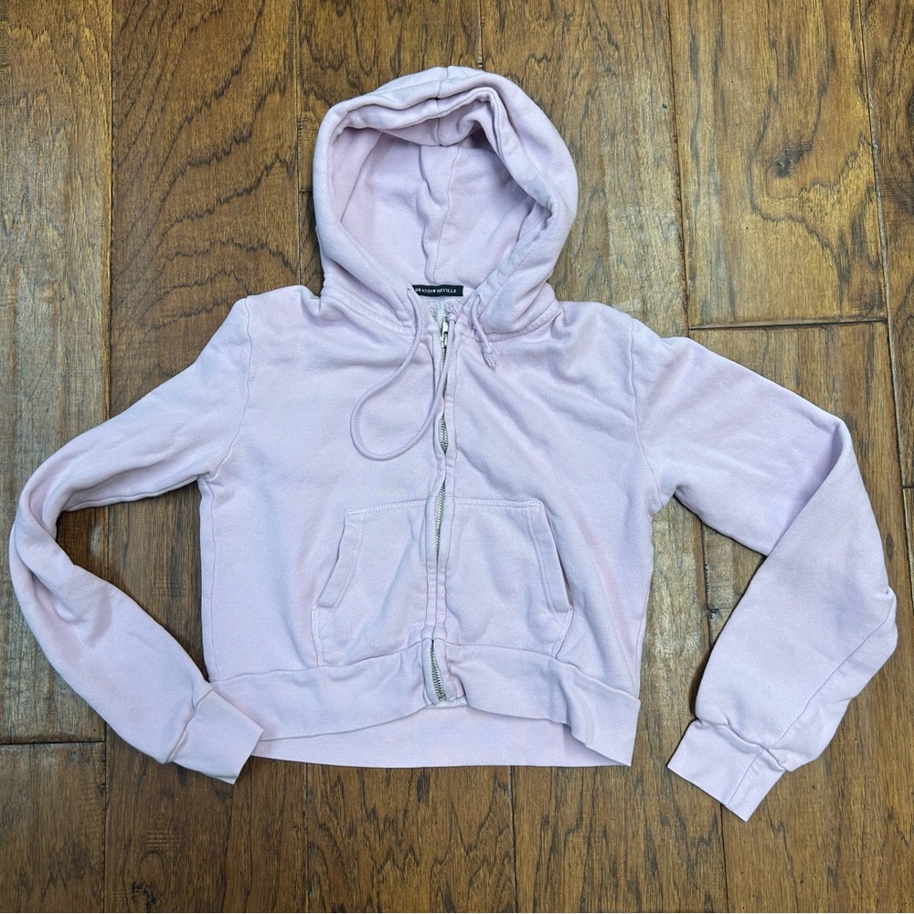 Brandy Melville Soft Pink full zip cropped Hoodie